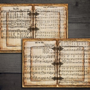 CYFROWE świąteczne nuty vintage - Junk Journal Printable Pages - Papiery cyfrowe świąteczne - VBM2153