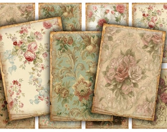 Vintage Blumen Tags: Digital Collage Sheet (PDF & JPEG)