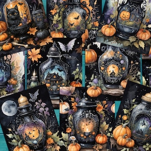 Halloween Papers, Halloween Junk Journal Kit, Halloween digital papers, Spooky Halloween, Halloween Potions, Halloween Bottles - VBM3010