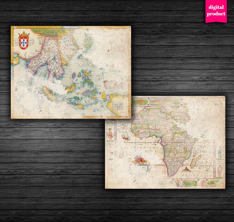 DIGITAL Grunge Old World Maps Printable Vintage World Maps Etsy Canada