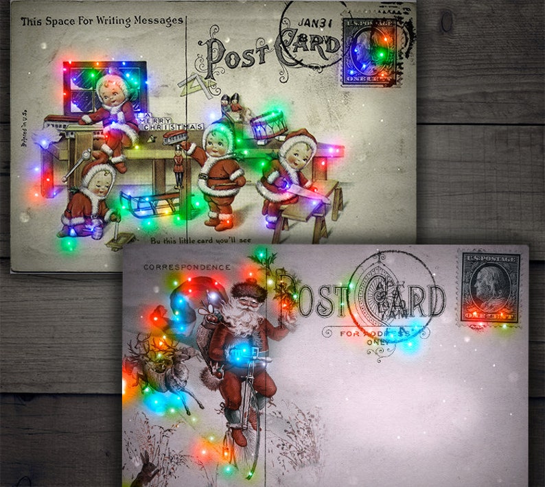 DIGITAL Christmas Lights Postcards Digital Collage Sheet Etsy Digital christmas lights postcards digital collage sheet etsy