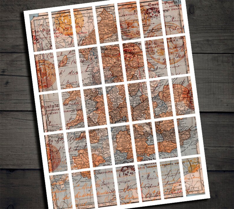 DIGITAL Vintage Maps Domino Tile Images for Cabochons - Digital Collage ...