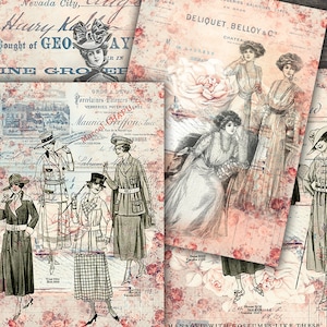 DIGITAL Victorian Ladies Moda Ephemera Digital Papel Imprimible