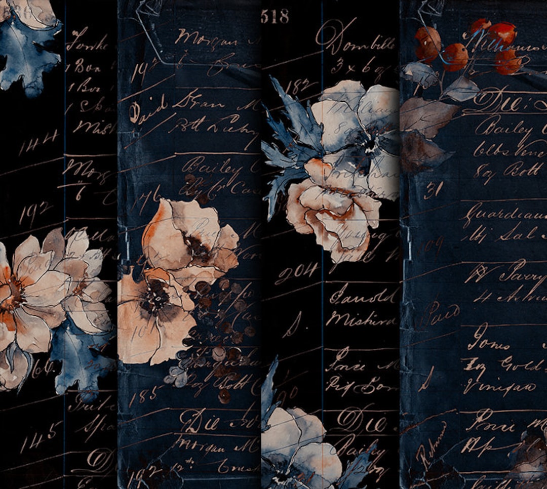 DIGITAL Grunge Floral Junk Journal Ephemera - Digital Paper Download ...