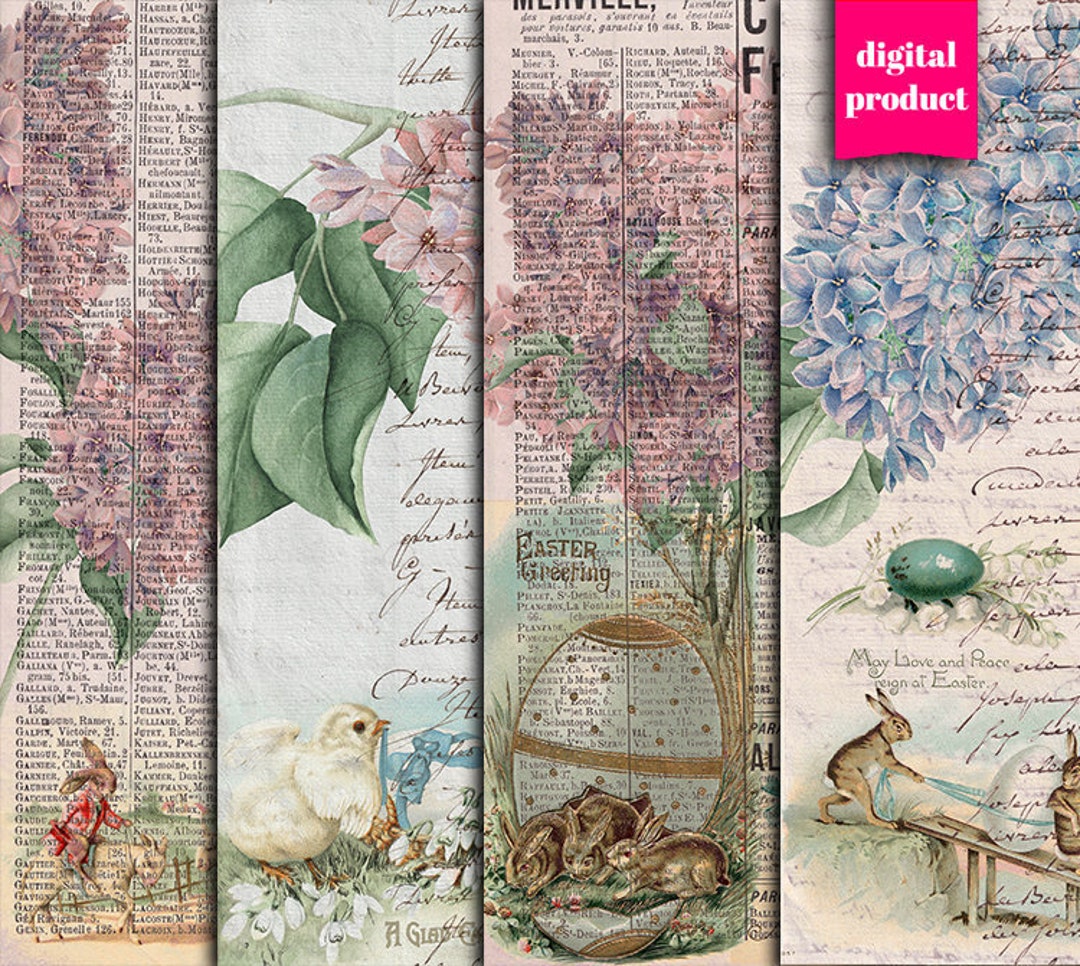 DIGITAL Vintage Easter Ephemera - Printable Easter Paper Download ...