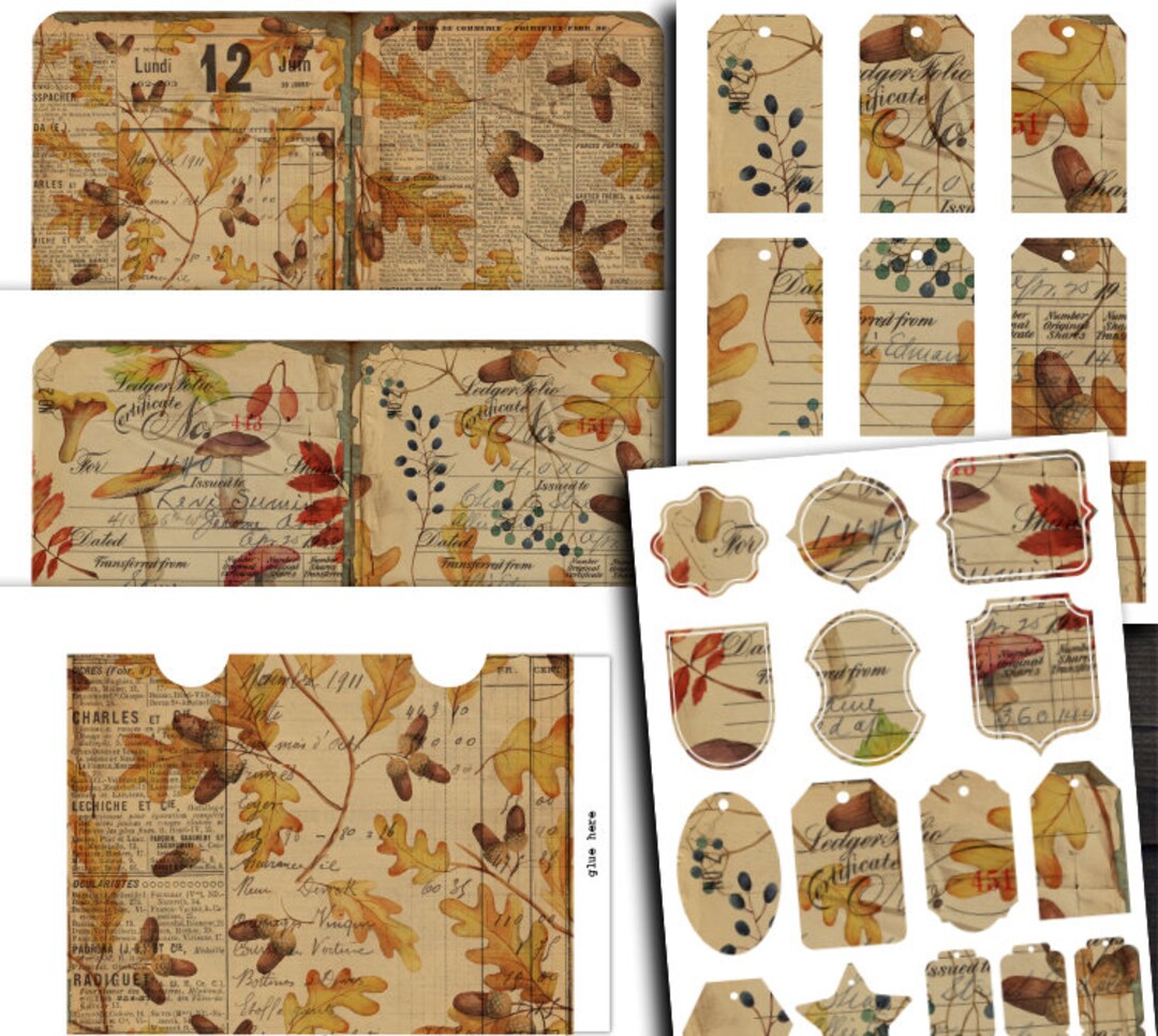 DIGITAL Autumn Junk Journal Kit - Digital Paper Download - Printable ...