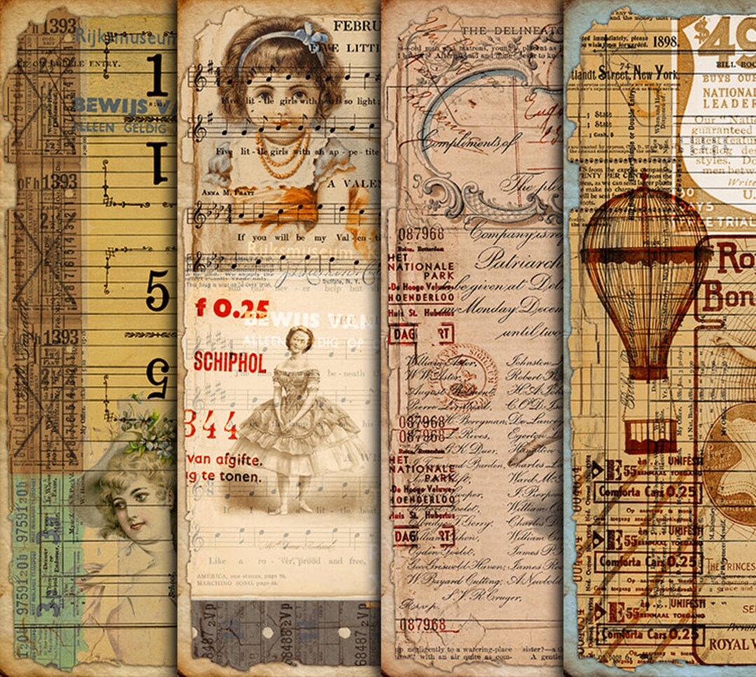 DIGITAL Vintage Grunge Junk Journal Ephemera - Digital Collage Sheet ...