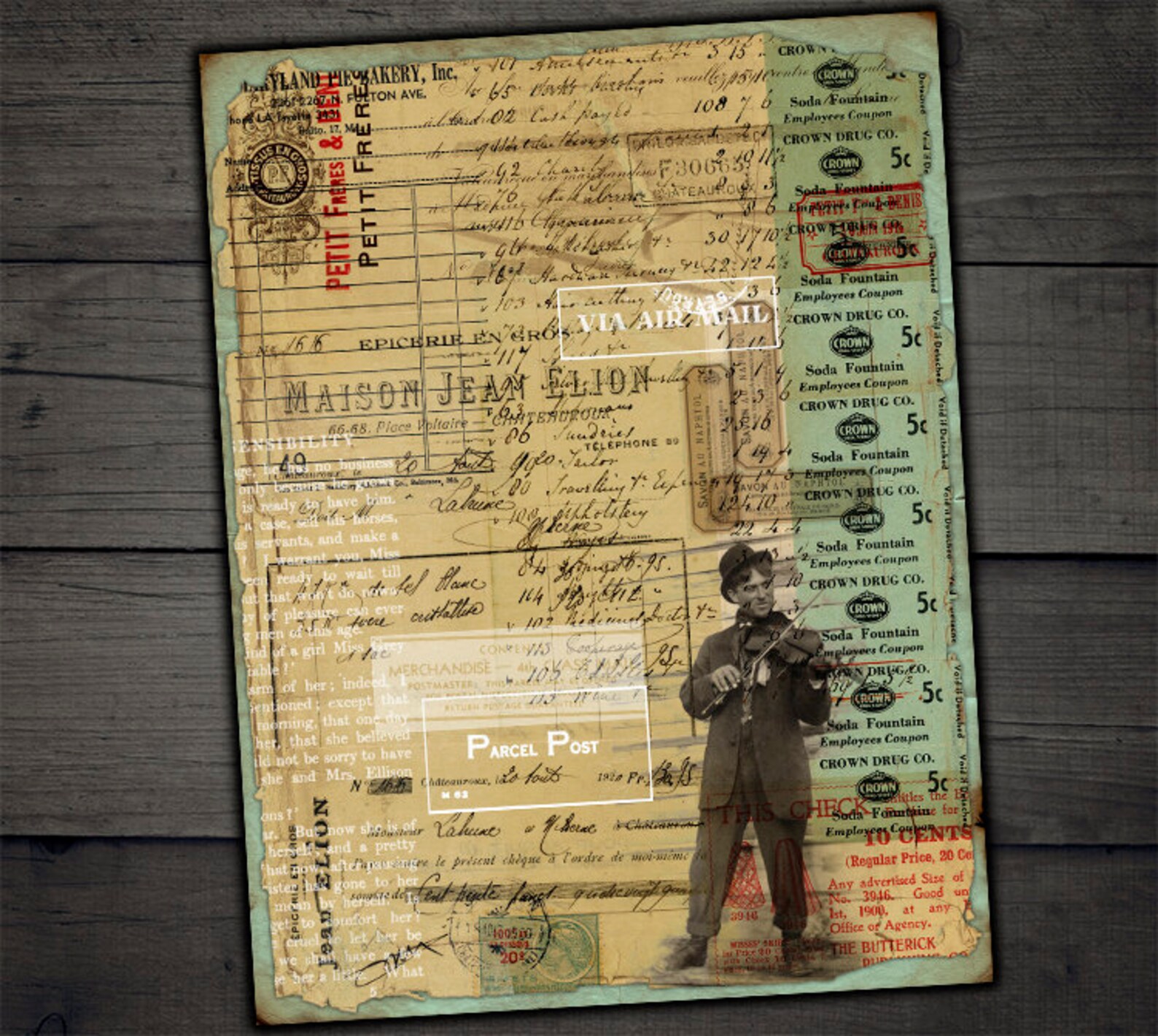 DIGITAL Vintage Grunge Ephemera - Digital Collage Sheet Download - Etsy