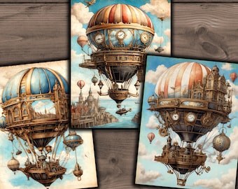 Steampunk Digital Paper, Printable Steampunk Gears, Clocks