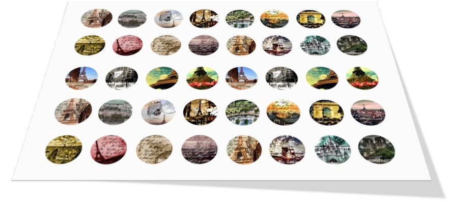 DIGITAL Paris 1 Inch Circles - Digital Collage Sheet Download - Etsy