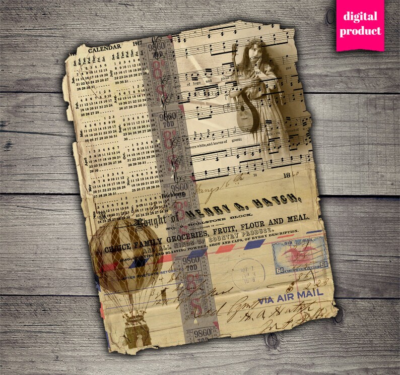 Vintage Grunge Ephemera Collage Sheet: Printable Digital Download - Etsy