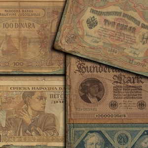 Digital Vintage Money - Banconote antiche stampabili - Junk Journal Ephemera Download - VBM 2095