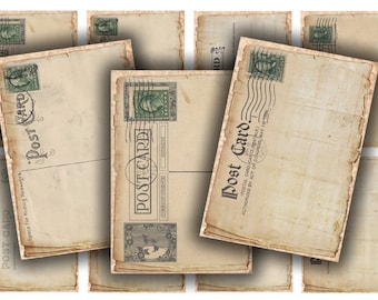 Feuille de collage numérique de carte postale vintage (téléchargement numérique)