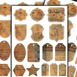 DIGITAL Junk Journal Vintage Ephemera Printables - Digital Collage Sheet Download