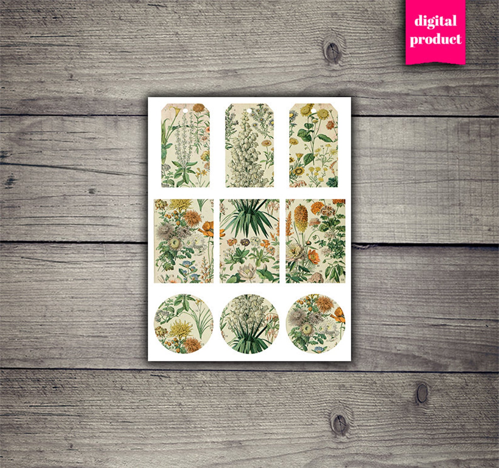 DIGITAL Vintage Botanical Junk Journal Kit - Printable Vintage Floral ...