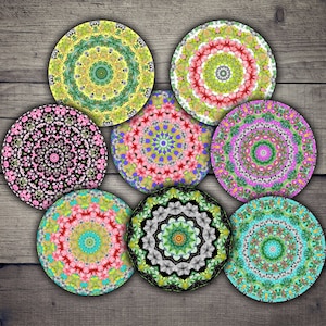 DIGITAL Floral Mandalas 2.5 inch circles - Digital Collage Sheet Printables