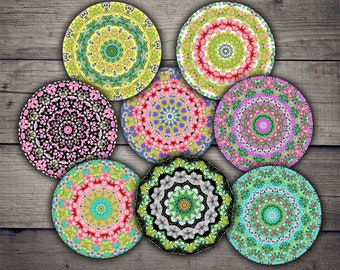 DIGITAL Floral Mandalas 2.5 inch circles - Digital Collage Sheet Printables