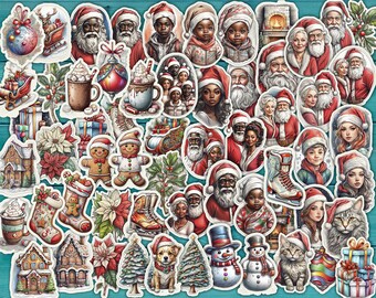 Christmas Stickers: Fussy Cut Holiday Scrapbook Embellishments (Digital Download)