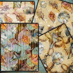 DIGITAL Vintage Sea Shells Digital Paper Download