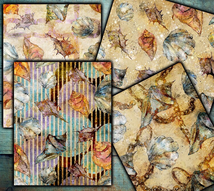 Shell Digital Paper DIGITAL Vintage Sea Shells Digital Paper Download - Etsy