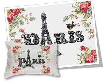 Digital Images - Digital Collage Sheet Download - Paris Eiffel Tower Image Transfer -  371  - Digital Paper - Instant Download Printables