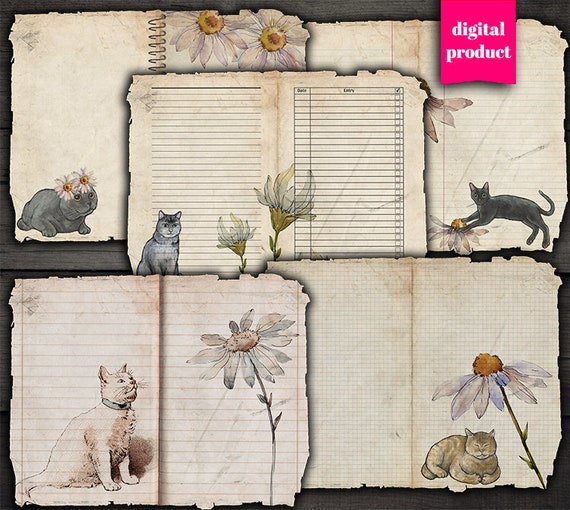 Kitty Cats Journaling Planner Paper Ephemera Embellishment 100 Piece Kit 