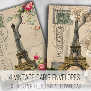 DIGITAL Vintage Paris Envelopes Digital Collage Sheet Download - 1032 - Digital Paper - Instant Download Printables