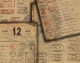 Vintage Travel Briefmarken Ephemera: Junk Journal Kit (Digitaler Download)