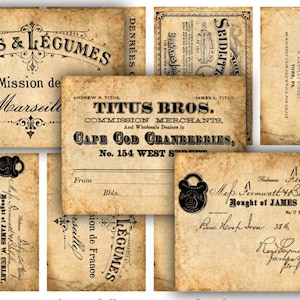 Vintage Ephemera Label Collage Sheet (Digital Download)