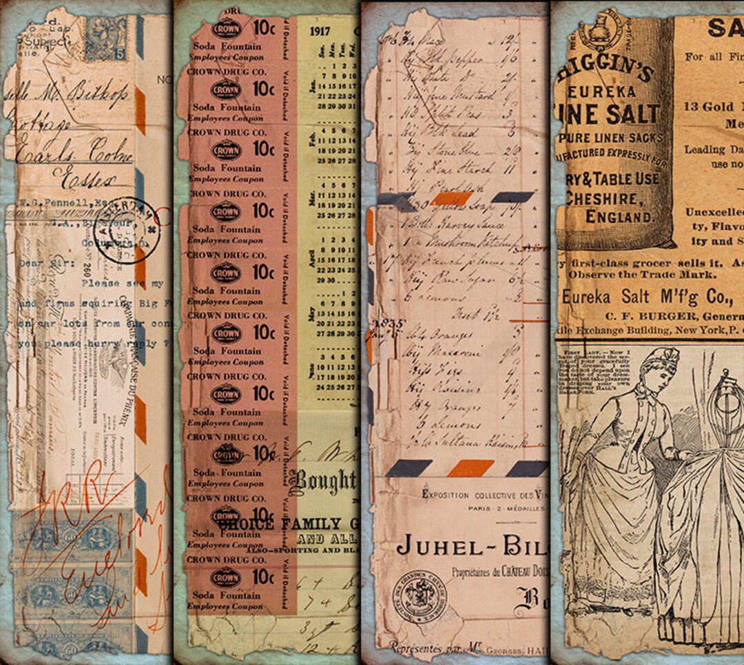 DIGITAL Vintage Grunge Ephemera - Digital Collage Sheet Download - Etsy
