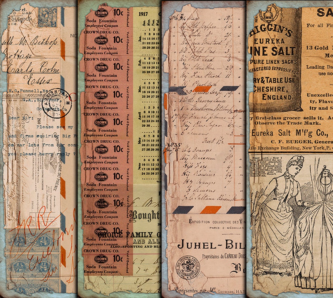 DIGITAL Vintage Grunge Ephemera - Digital Collage Sheet Download - Etsy