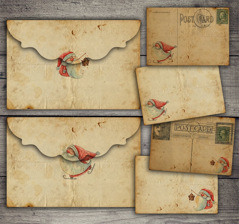DIGITAL Printable Vintage Christmas Envelopes Digital - Etsy