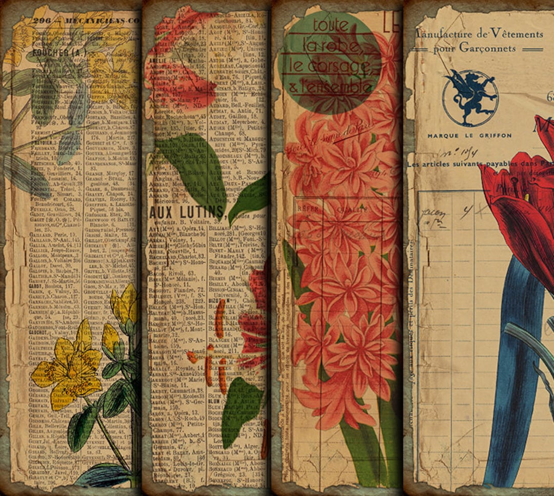 DIGITAL Vintage Botanical Junk Journal Ephemera - Digital Collage Sheet ...