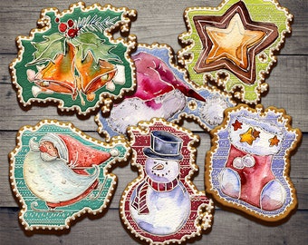 DIGITAL Christmas Gingerbread Cookies - Digital Collage Sheet Printables