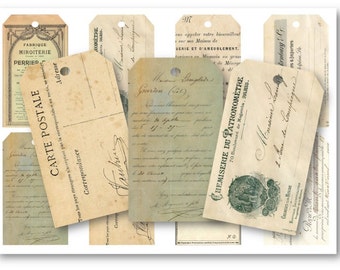 DIGITAL Vintage Ephemera Tags Digital Collage Sheet Download - 706 - Digital Paper - Instant Download Printables