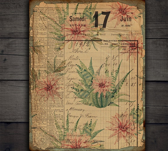 DIGITAL Vintage Floral Digital Papers - Printable Junk Journal