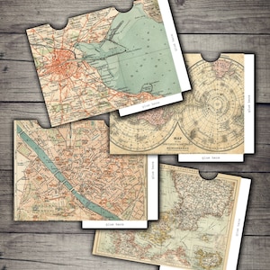 DIGITAL Vintage wereld Kaart enveloppen - Digitale collage blad te downloaden