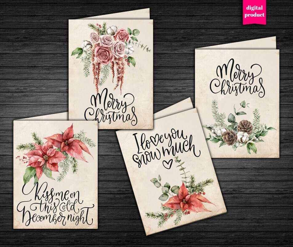 DIGITAL Christmas Cards Printable Christmas Cards Download Etsy
