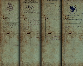 DIGITAL Printable Grunge Junk Journal Ephemera - Vintage Invoices, Ledgers, Receipts Download - VBM2054