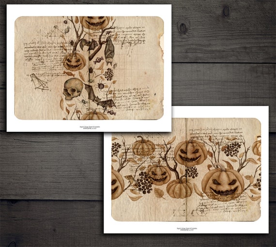 Vintage Halloween Journaling Cards / Printable Digital 