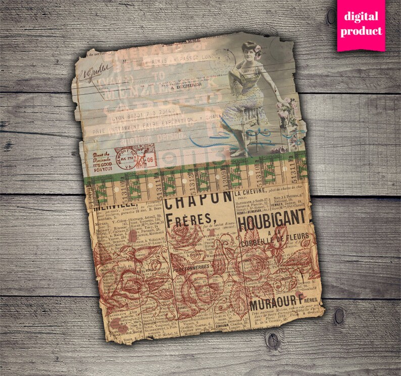 Vintage Grunge Ephemera Collage Sheets: Printable Digital Download - Etsy