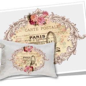 Obrazy cyfrowe - Pobierz arkusz kolażu cyfrowego - Paris Carte Postale Image Transfer - 359 - Papier cyfrowy - Natychmiastowe pobieranie materiałów do druku
