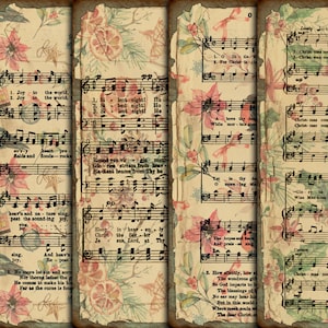 CYFROWE Vintage Christmas Music Sheets - Cyfrowe Vintage Christmas Songs Paper Download - VBM2162