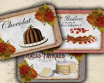 DIGITAL Vintage Cakes Digital Collage Sheet Download -  1129  - Digital Paper - Instant Download Printables