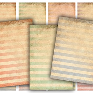 Shabby Stripe Digital Paper: Printable Collage Sheet (Digital Download)