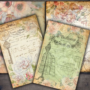 DIGITAL Vintage Floral Ephemera Digital Papers Descargar - VBM1517