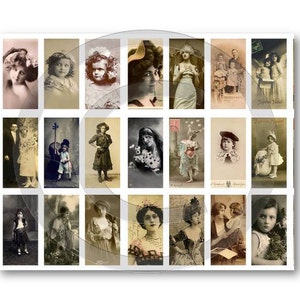 DIGITAL Vintage Photos 1x2 Inch - Digital Collage Sheet Download - Etsy