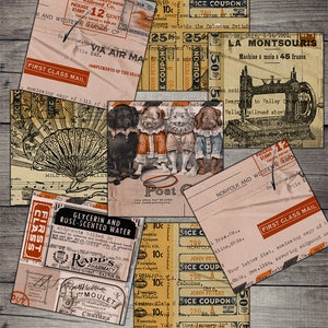CYFROWE Vintage Grunge Ephemera - Cyfrowe obrazy na podstawki