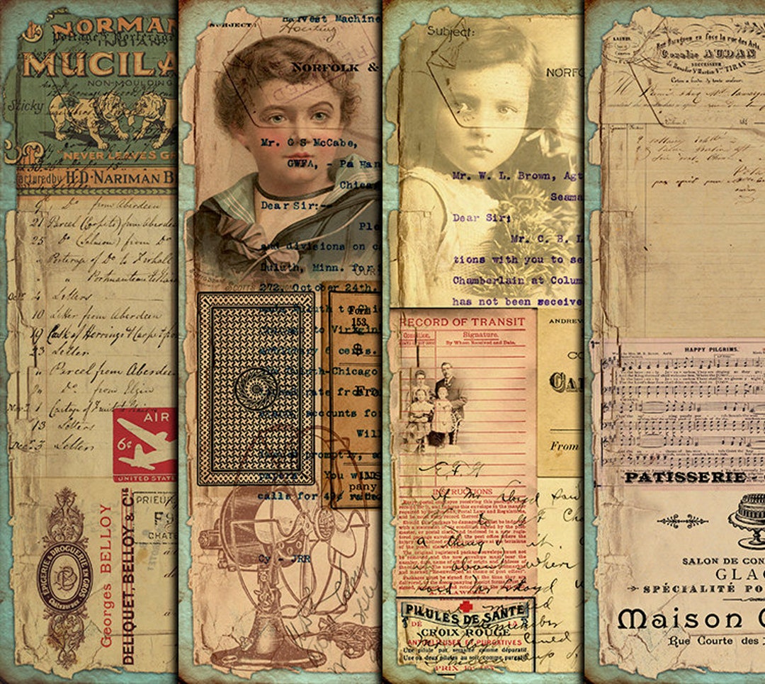 DIGITAL Vintage Grunge Ephemera - Digital Collage Sheet Download ...