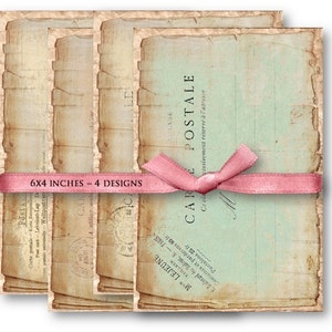 CYFROWE Vintage Shabby Postcards - Cyfrowy arkusz kolażu do pobrania -839- Cyfrowy papier - Natychmiastowe pobieranie materiałów do druku